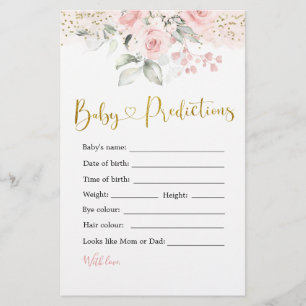 Blush Pink Floral Baby Shower Baby Predictions
