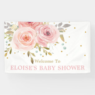Blush Pink Floral Baby Shower Backdrop Welcome Banner