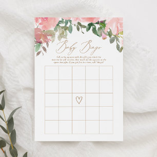 Blush Pink Floral Baby Shower Bingo Game Invitation