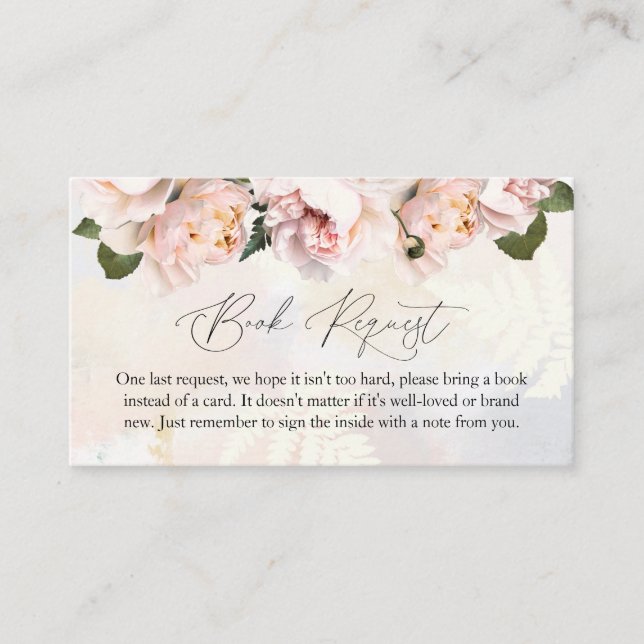 Blush Pink Floral Baby Shower Book Request Card (Front)