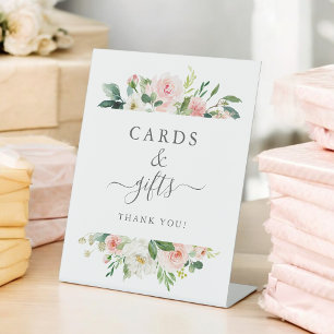 Blush Pink Floral Baby Shower Cards and Gifts  Pedestal Sign