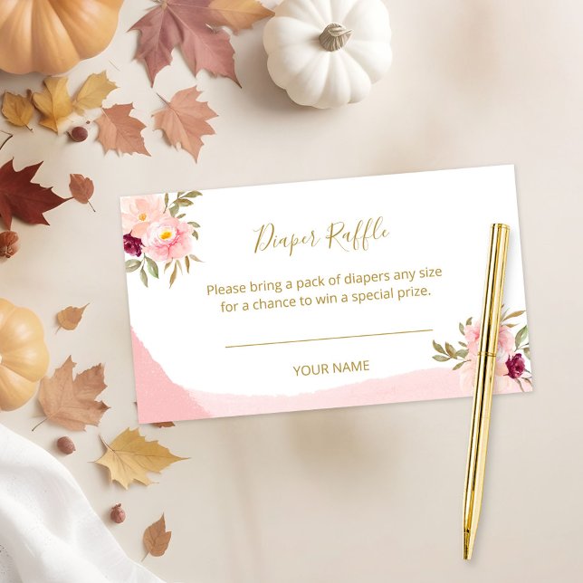 Blush Pink Floral Baby Shower Diaper Raffle Cards (Creator Uploaded)