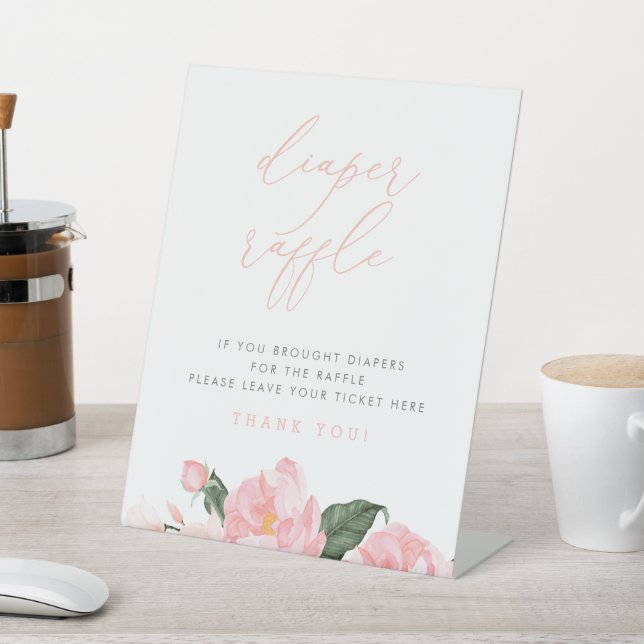 Blush Pink Floral Baby Shower Diaper Raffle Sign (In SItu)