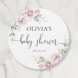Blush Pink Floral Baby Shower Favour Tags
