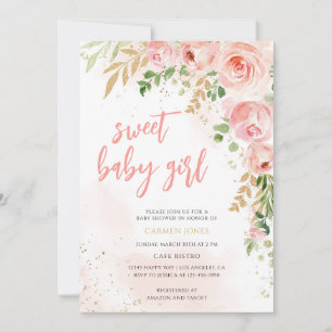 Blush Pink Floral Baby Shower Girl Bundle Invitation