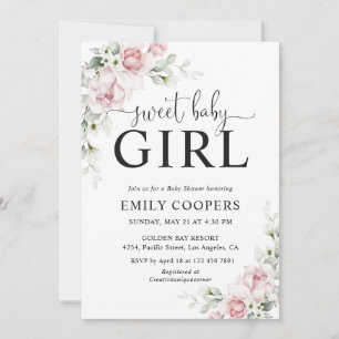 Blush Pink Floral Baby Shower Invitation