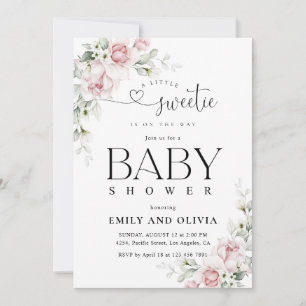 Blush Pink Floral Baby Shower Invitation