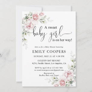 Blush Pink Floral Baby Shower Invitation