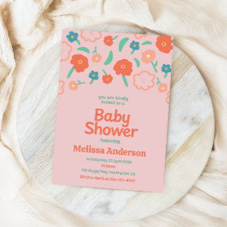 Blush Pink Floral Baby Shower Invitation for Girl