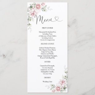 Blush Pink Floral Baby Shower Menu