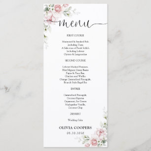 Blush Pink Floral Baby Shower Menu