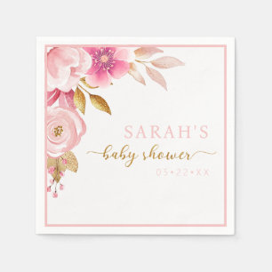 Blush Pink Floral Baby Shower Napkins