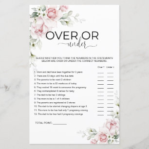 Blush Pink Floral Baby Shower Over or Under Game