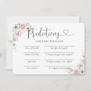Blush Pink Floral Baby Shower Predictions Card