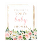 Blush Pink Floral Baby Shower Welcome Sign