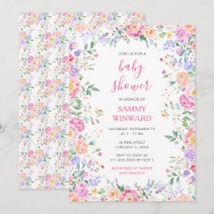 Blush Pink Floral Baby Shower Wildflower Invitation