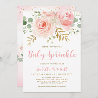 Blush Pink Floral Baby Sprinkle Invitation