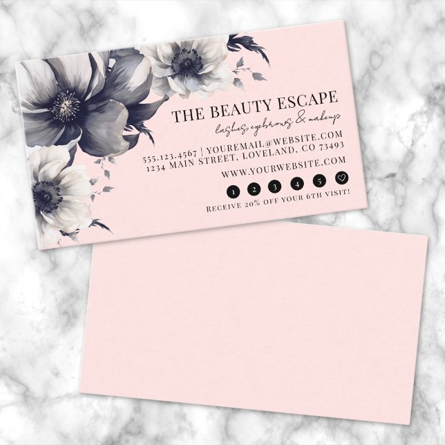 Blush Pink Floral Beauty Loyalty Card (Blush Pink Floral Beauty Loyalty Card)
