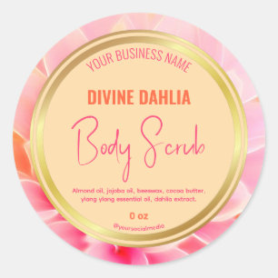 Blush Pink Floral Beige Gold Frame Product Label