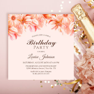 Blush Pink Floral Birthday Party Invitation