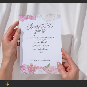 Blush pink floral birthdayInvitation Invitation
