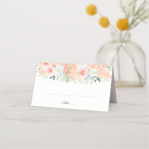 Blush Pink Floral Bloom Watercolor Wedding Place Card