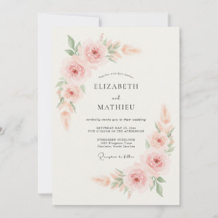 Blush Pink Floral Bloom Wedding Invitation