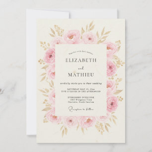 Blush Pink Floral Blossom Wedding Invitation