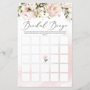 Blush Pink Floral Boho Bridal Shower Bingo Game