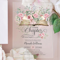 Blush Pink Floral Book New Chapter Bridal Shower