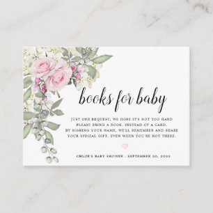 Blush Pink Floral Book Request Baby Shower Enclosure Card