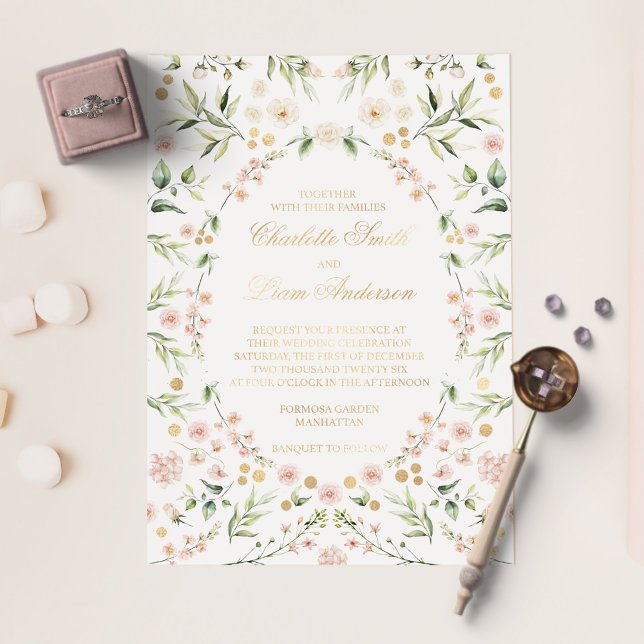 Blush Pink Floral Botanical Elegant Wedding Gold F (Creator Uploaded)