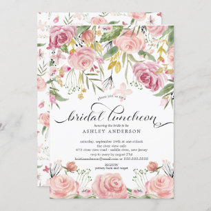 Blush Pink Floral Bridal Luncheon Invitation