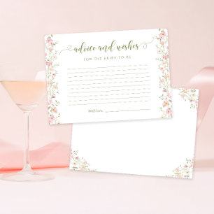 Blush Pink Floral Bridal Shower Advice and Wishes Enclosure Card