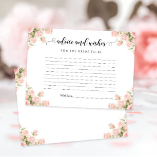 Blush Pink Floral Bridal Shower Advice & Wishes Enclosure Card