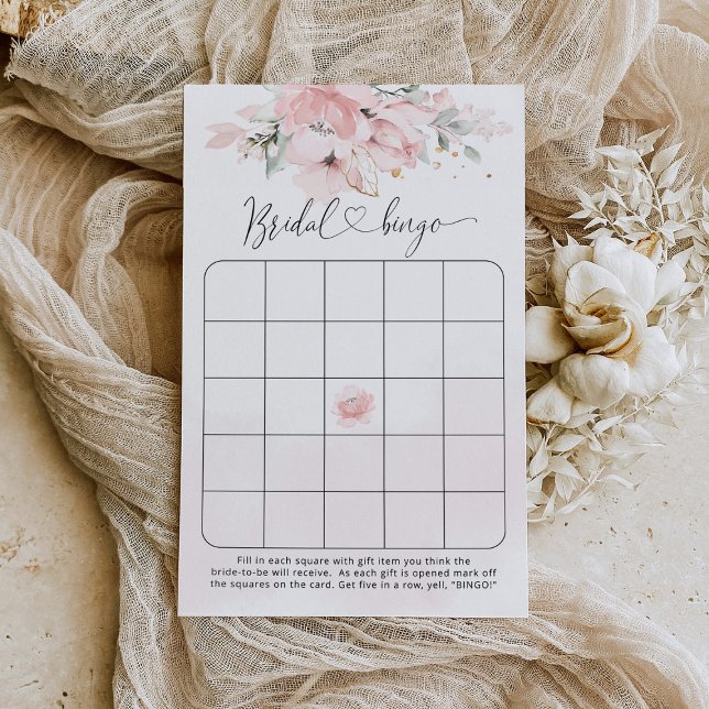 Blush pink floral bridal shower bingo game (Creator Uploaded)