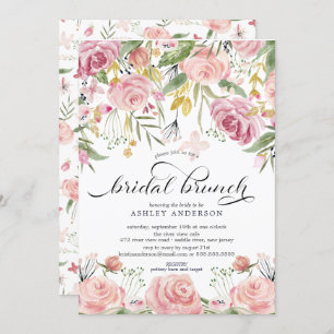 Blush Pink Floral Bridal Shower Brunch Invitation