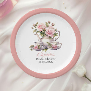 Blush Pink Floral Bridal Shower Party Plates
