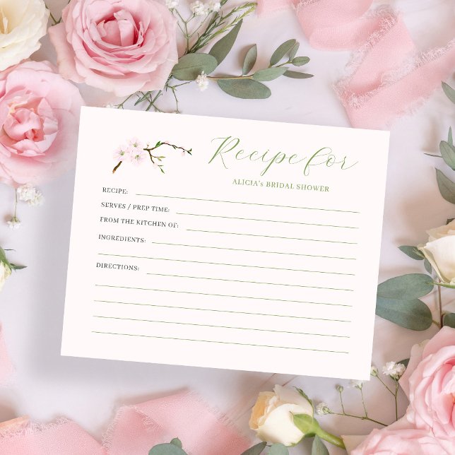Blush pink floral bridal shower recipe card (Creator Uploaded)