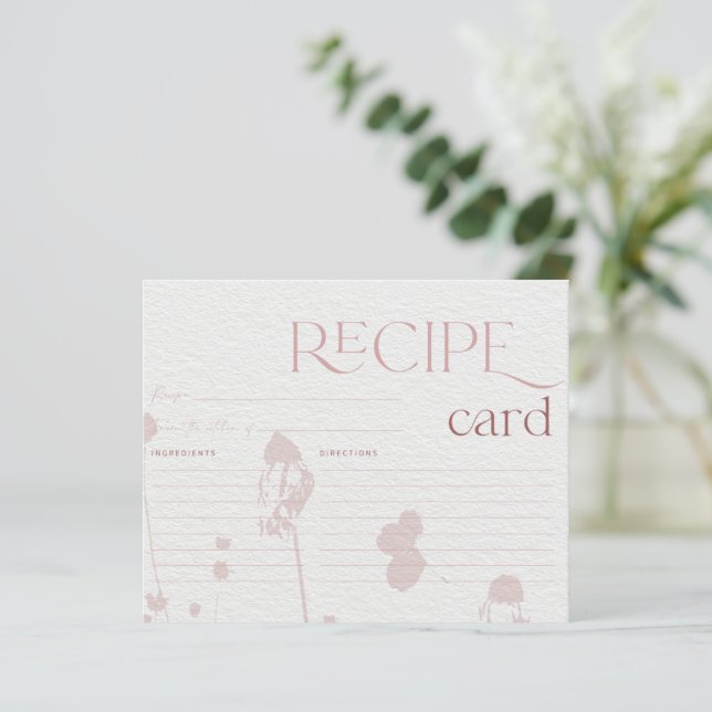 Blush Pink Floral Bridal Shower Recipe Card (Standing Front)