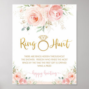 Blush Pink Floral Bridal Shower Ring Hunt Game   Poster
