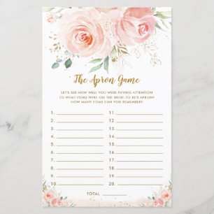 Blush Pink Floral Bridal Shower The Apron Game