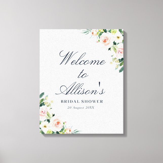 blush pink floral bridal shower welcome sign (Front)