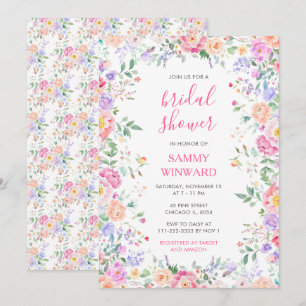 Blush Pink Floral Bridal Shower Wildflower Invitation
