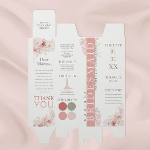 Blush Pink Floral Bridesmaid Details Wine Box