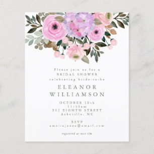 Blush Pink Floral Budget Bridal Shower Invitation
