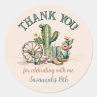 Blush Pink Floral Cactus Desert Scene Thank You