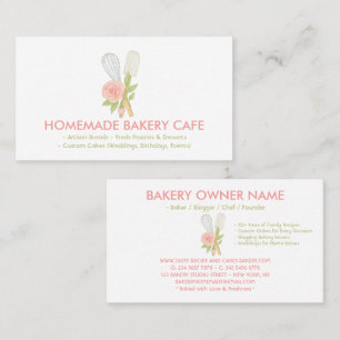 Blush Pink Floral Cake Bakery Catering Business Card