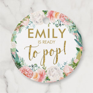 Blush Pink Floral Champagne Pop it Favour Favour Tags