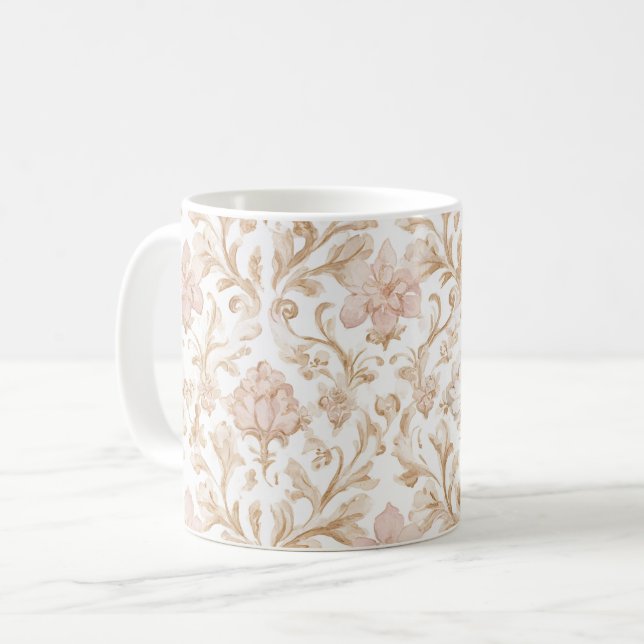 Blush Pink Floral Coffee Mug (Front Left)